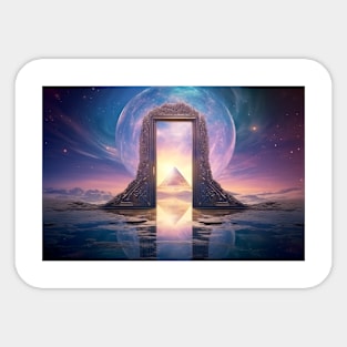 Door Gate Otherworldly Dimension Fantastic Landscape Surrealist Sticker